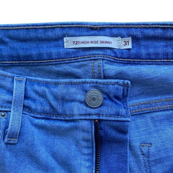 LEVIS 721 High Rise Skinny Jean Womens Sz 31 Distressed Light Wash Classic - Picture 3 of 8
